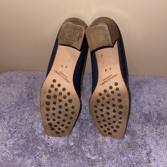 Donald J Pliner Womens Denim Pumps Blue Stretch Square Toe Block Heel Slip On 8N - Picture 10 of 11